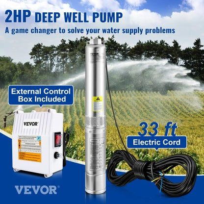 Stainless Steel Deep Well Submersible Pump Head Waterproof With Cord For Irrigation And Home Use 1