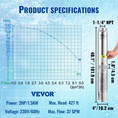 Stainless Steel Deep Well Submersible Pump Head Waterproof With Cord For Irrigation And Home Use 6