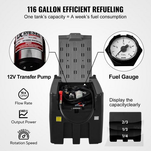 Portable Diesel Tank With Pump PE Diesel Fuel Tank High GPM Flow Rate Rubber Hose For Easy Fuel Tra 6