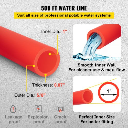 Non Oxygen Barrier Red PEX Pipe PEX Tubing Flexible PEX Water Line For Plumbing Radiant Heating RV  6
