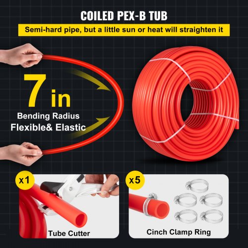 Non Oxygen Barrier Red PEX Pipe PEX Tubing Flexible PEX Water Line For Plumbing Radiant Heating RV  2