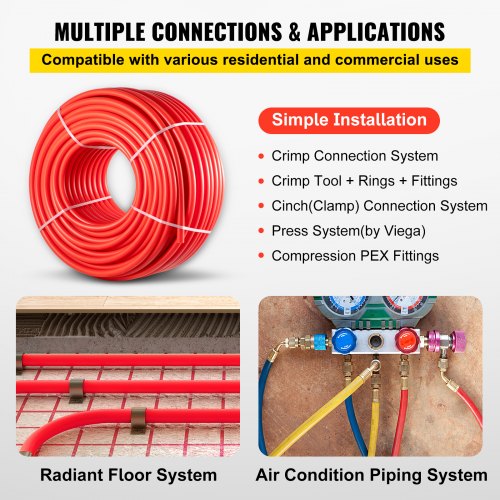 Non Oxygen Barrier Red PEX Pipe PEX Tubing Flexible PEX Water Line For Plumbing Radiant Heating RV  4