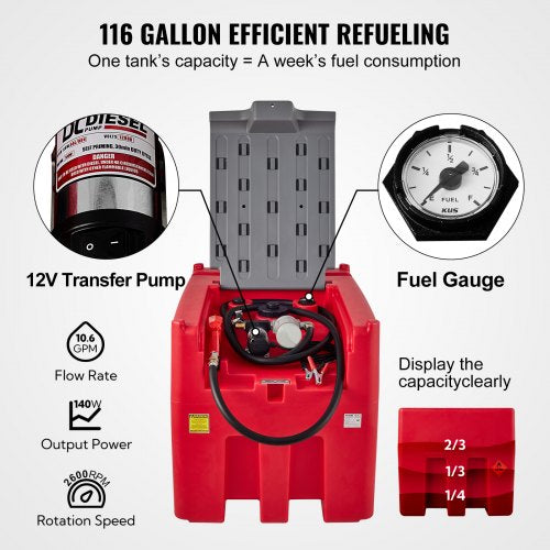 Portable Diesel Tank High GPM Flow Rate And Electric Transfer Pump PE Fuel Tank For Convenient Tran 6