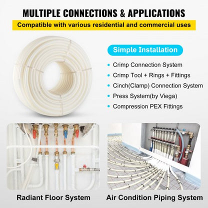 Flexible PEX Water Line Non Oxygen Barrier PEXB Pipe For Radiant Heating Plumbing And RV Sewer Hose 6