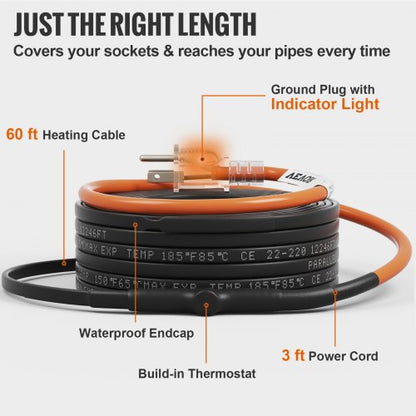 SelfRegulating Pipe Heating Cable Heat Tape For Pipes Freeze Protection 3