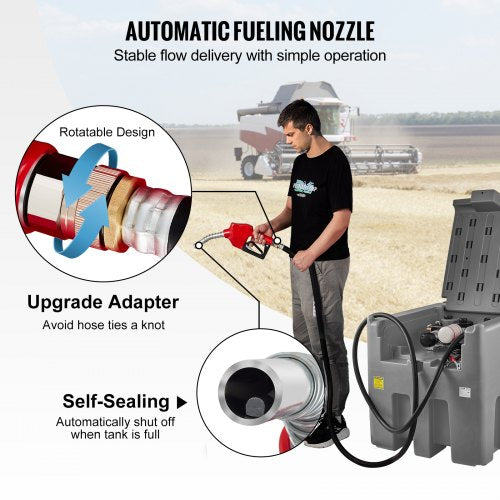 Diesel Fuel Tank Transfer Pump With Hose Gray PE Portable Tank For Easy Fuel Transportation 1