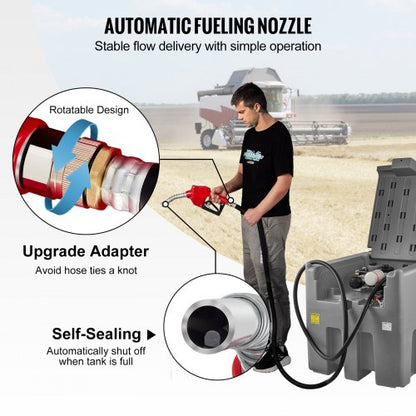 Diesel Fuel Tank Transfer Pump With Hose Gray PE Portable Tank For Easy Fuel Transportation 1