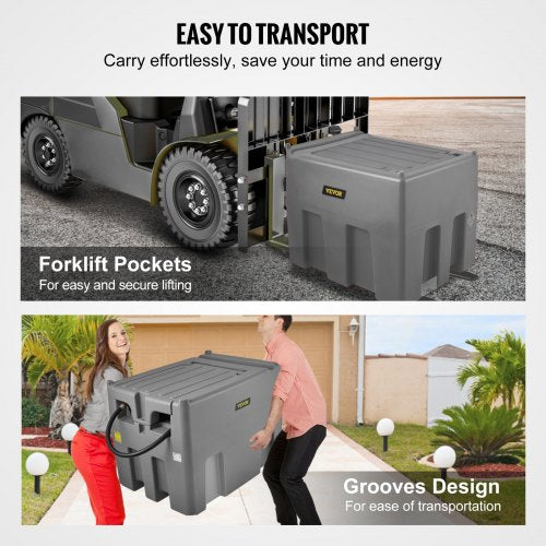 Diesel Fuel Tank Transfer Pump With Hose Gray PE Portable Tank For Easy Fuel Transportation 4