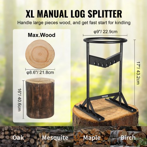 Heavy Duty Firewood Kindling Splitter Wood Splitter Manual Log Splitter With VShaped Blade For Easy 6