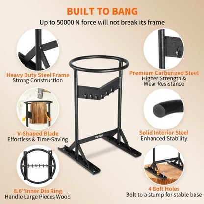 Heavy Duty Firewood Kindling Splitter Wood Splitter Manual Log Splitter With VShaped Blade For Easy 4