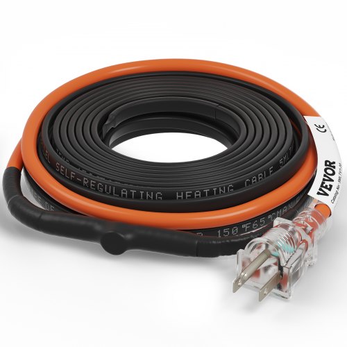 Self-Regulating Pipe Heating Cable, Heat Tape, Protects Metal and Plastic Pipes from Freezing