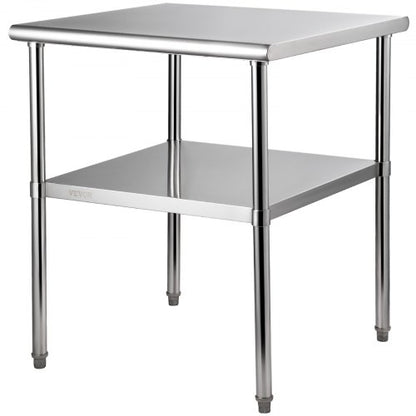 Stainless Steel Work Table, Heavy Duty Metal, Adjustable Undershelf & Feet, Commercial Prep Table