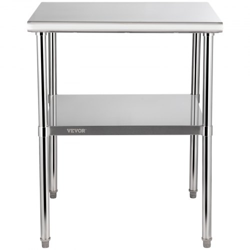 Stainless Steel Work Table Heavy Duty Metal Adjustable Undershelf  Feet Commercial Prep Table 9
