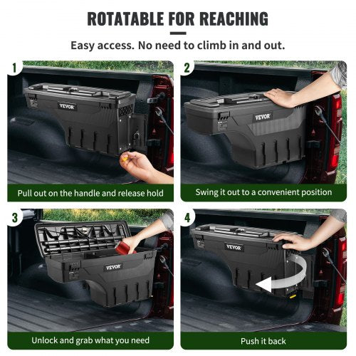 Lockable Truck Bed Storage Box Waterproof ABS Tool Box With Password Padlock For Dodge Ram Passenge 4