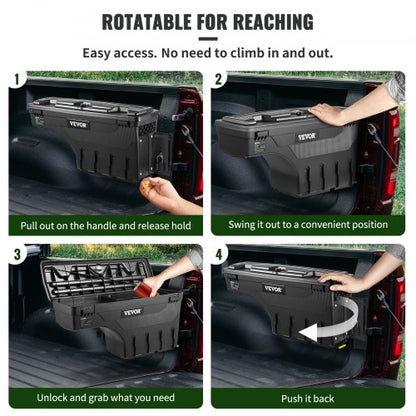 Lockable Truck Bed Storage Box Waterproof ABS Tool Box With Password Padlock For Dodge Ram Passenge 4