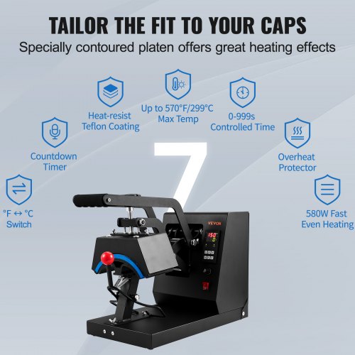 Hat Heat Press Machine With Heating Pads Digital Timer Temperature Control And Large Plate 2