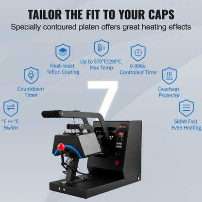 Hat Heat Press Machine With Heating Pads Digital Timer Temperature Control And Large Plate 2
