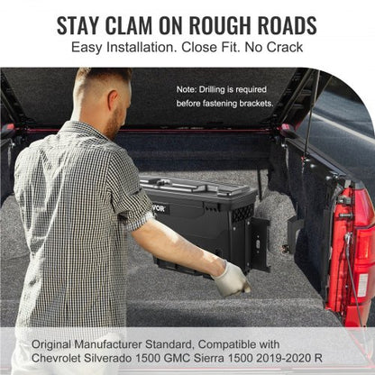 Lockable Lid Truck Bed Storage Box Black Waterproof ABS Wheel Well Tool Box Compatible 3