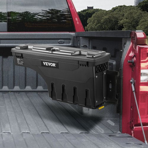 Lockable Lid Truck Bed Storage Box Black Waterproof ABS Wheel Well Tool Box Compatible 4
