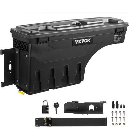 Lockable Truck Bed Storage Box, Waterproof ABS Tool Box, Driver Side, with Password Padlock