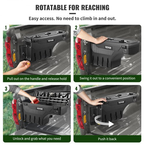 Lockable Truck Bed Storage Box Waterproof ABS Tool Box Driver Side With Password Padlock 4