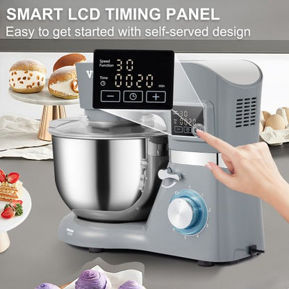 Electric Dough Mixer Stand Mixer With Speeds LCD Screen Timing TiltHead Food Mixer Stainless Steel  3