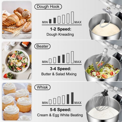 Electric Dough Mixer Stand Mixer With Speeds LCD Screen Timing TiltHead Food Mixer Stainless Steel  4