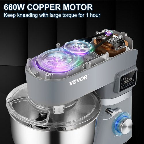 Electric Dough Mixer Stand Mixer With Speeds LCD Screen Timing TiltHead Food Mixer Stainless Steel  2