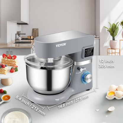 Electric Dough Mixer Stand Mixer With Speeds LCD Screen Timing TiltHead Food Mixer Stainless Steel  7