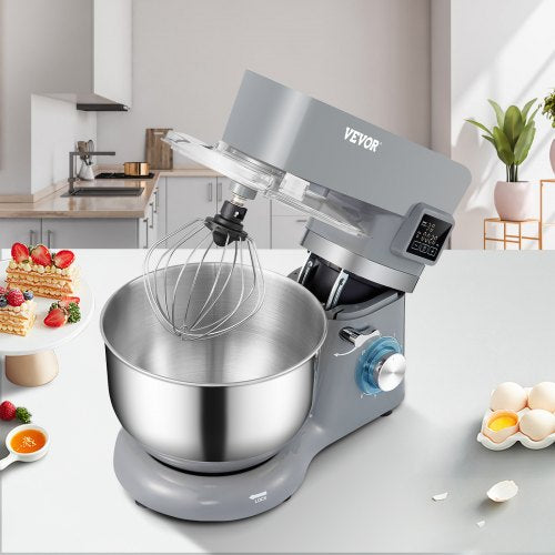 Electric Dough Mixer Stand Mixer With Speeds LCD Screen Timing TiltHead Food Mixer Stainless Steel  6