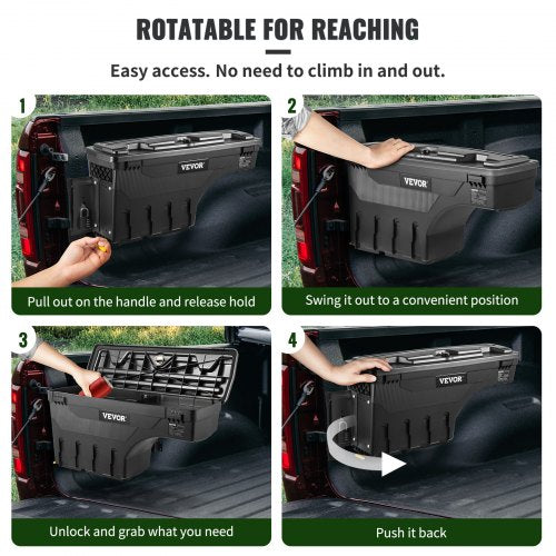 Lockable Truck Bed Storage Box, Waterproof ABS Wheel Well Tool Box with Password Padlock for Dodge Ram