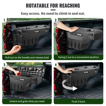 Lockable Truck Bed Storage Box, Waterproof ABS Wheel Well Tool Box with Password Padlock for Dodge Ram