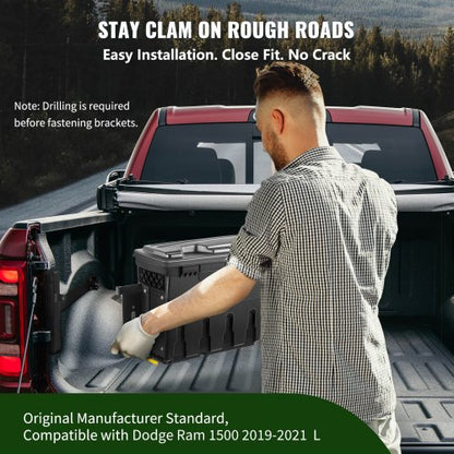 Lockable Truck Bed Storage Box, Waterproof ABS Wheel Well Tool Box with Password Padlock for Dodge Ram
