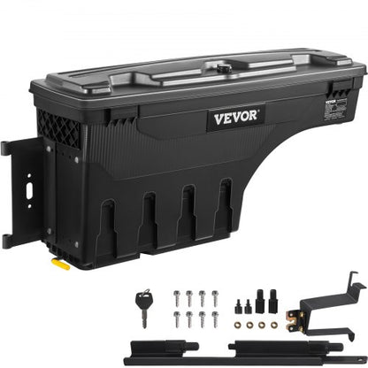 Lockable Truck Bed Storage Box, Waterproof ABS Wheel Well Tool Box, Fits Chevrolet Silverado & GMC Sierra