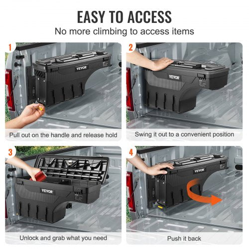 Lockable Truck Bed Storage Box, Waterproof ABS Wheel Well Tool Box, Fits Chevrolet Silverado & GMC Sierra