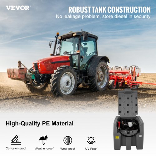 Portable Diesel Tank, GPM Flow Rate, Diesel Fuel Tank with Electric Transfer Pump, Rubber Hose, PE Diesel Transfer Tank