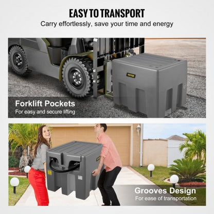 Portable Diesel Tank, GPM Flow Rate, Diesel Fuel Tank with Electric Transfer Pump, Rubber Hose, PE Diesel Transfer Tank