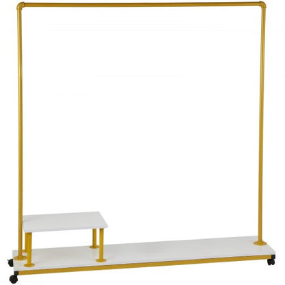 Heavy-Duty Clothing Garment Rack, Rolling Clothes Organizer w/Bottom & Side Shelf, Swivel Casters, Sturdy Steel Frame