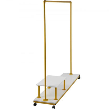 Heavy-Duty Clothing Garment Rack, Rolling Clothes Organizer w/Bottom & Side Shelf, Swivel Casters, Sturdy Steel Frame