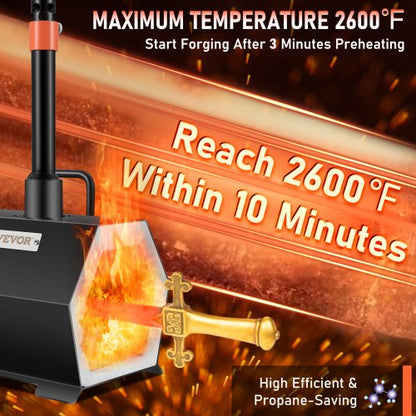 Portable Propane Forge for Single Burner Tool and Knife Making, Large Capacity Farrier Forge, Mini Furnace Blacksmithing