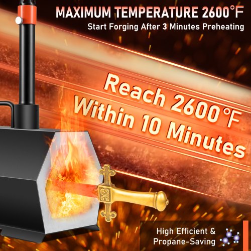 Portable Propane Forge with Double Burner for Tool & Knife Making, Large Capacity Mini Furnace Blacksmithing Farrier