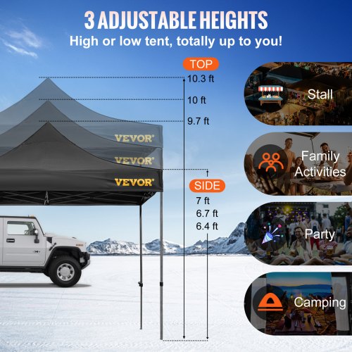 Outdoor Patio Gazebo Pop Up Canopy Tent, Waterproof, UV Resistant Shelter with Removable Sidewalls & Roller Bag
