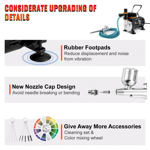Professional Airbrush Set with Compressor, Dual-Action Multi-Purpose Gravity Feed Airbrushing Kit for Painting