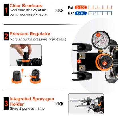 Professional Airbrush Set with Compressor, Dual-Action Multi-Purpose Gravity Feed Airbrushing Kit for Painting