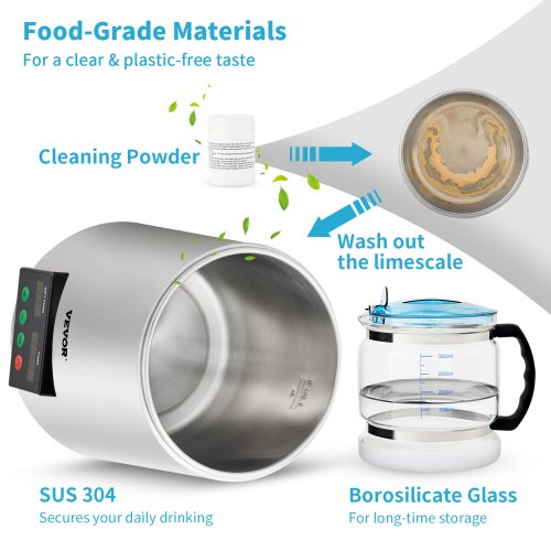 Water Distiller, Distilled Water Maker Machine with Timing & Temperature Display, Stainless Steel Countertop Distiller