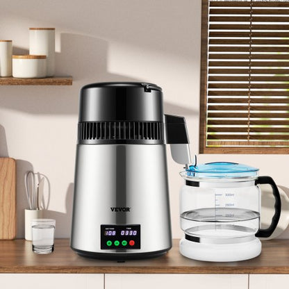 Water Distiller, Distilled Water Maker Machine with Timing & Temperature Display, Stainless Steel Countertop Distiller