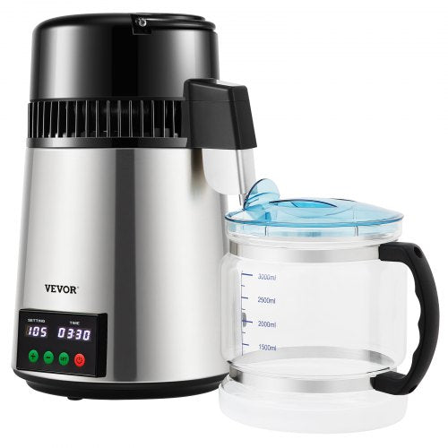 Water Distiller, Distilled Water Maker Machine with Timing & Temperature Display, Stainless Steel Countertop Distiller