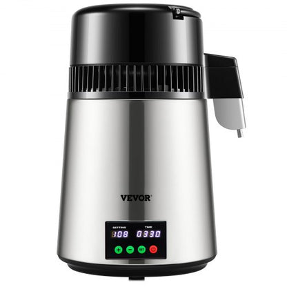 Water Distiller, Distilled Water Maker Machine with Timing & Temperature Display, Stainless Steel Countertop Distiller
