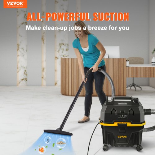 Wet Dry Vac Gallon, Peak HP, Shop Vacuum with Blowing Function & Portable Attachments, Clean Floor, Upholstery, Gap, Car