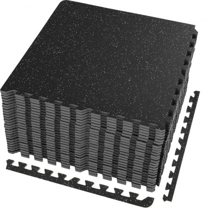 EVA Foam & Rubber Top Interlocking Gym Floor Mats Thick, Waterproof Workout Puzzle Flooring for Home, Garage, Basement